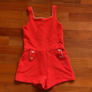 Janie and Jack Candy Red Romper - Size 12